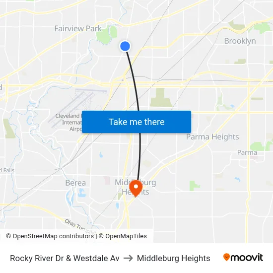Rocky River Dr & Westdale Av to Middleburg Heights map