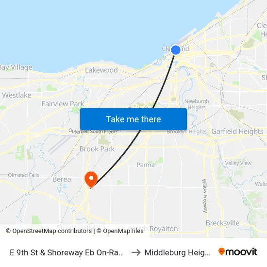E 9th St & Shoreway Eb On-Ramp to Middleburg Heights map