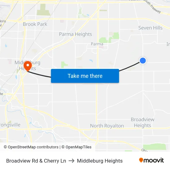 Broadview Rd & Cherry Ln to Middleburg Heights map