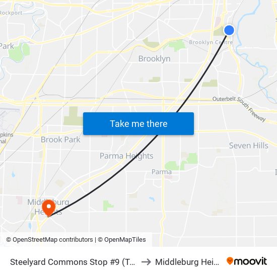 Steelyard Commons Stop #9 (Target) to Middleburg Heights map