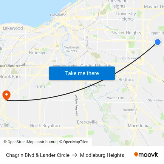 Chagrin Blvd & Lander Circle to Middleburg Heights map
