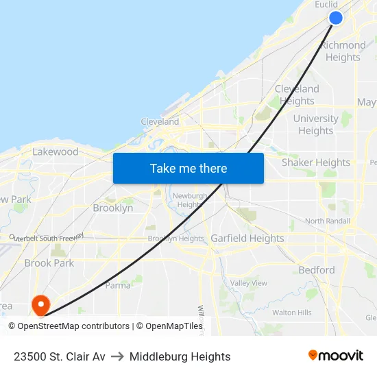23500 St. Clair Av to Middleburg Heights map