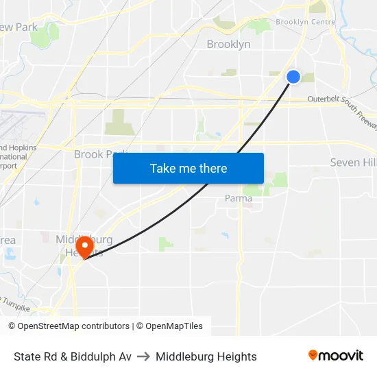 State Rd & Biddulph Av to Middleburg Heights map
