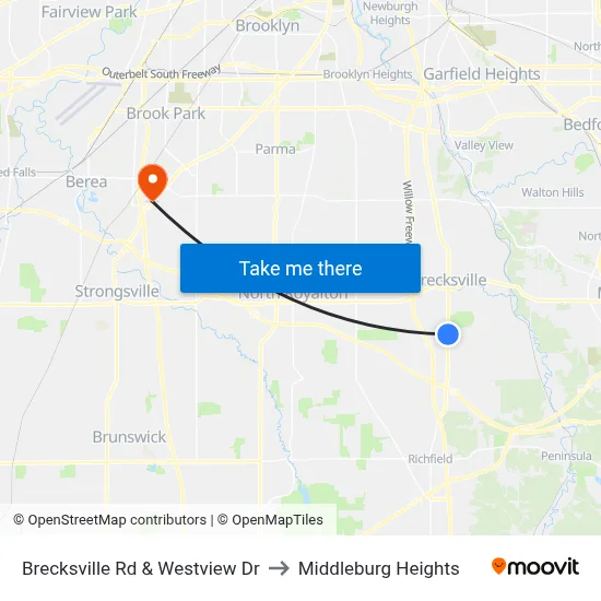 Brecksville Rd & Westview Dr to Middleburg Heights map