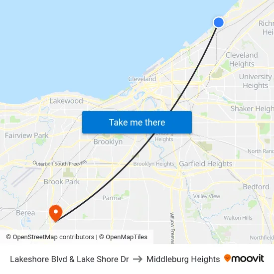 Lakeshore Blvd & Lake Shore Dr to Middleburg Heights map