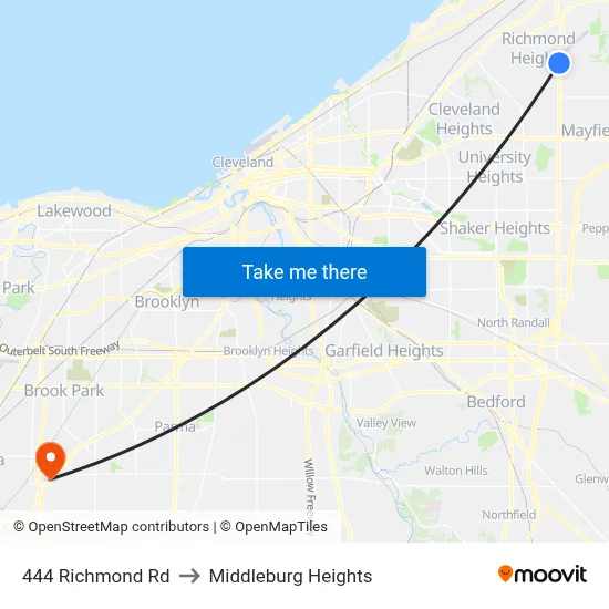 444 Richmond Rd to Middleburg Heights map