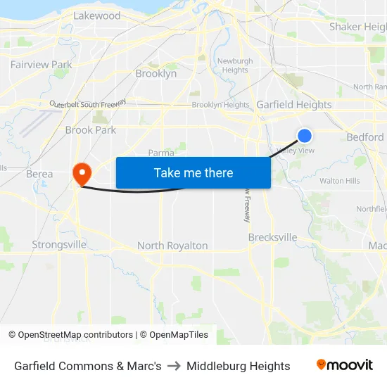 Garfield Commons & Marc's to Middleburg Heights map
