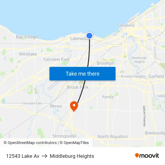 12543 Lake Av to Middleburg Heights map
