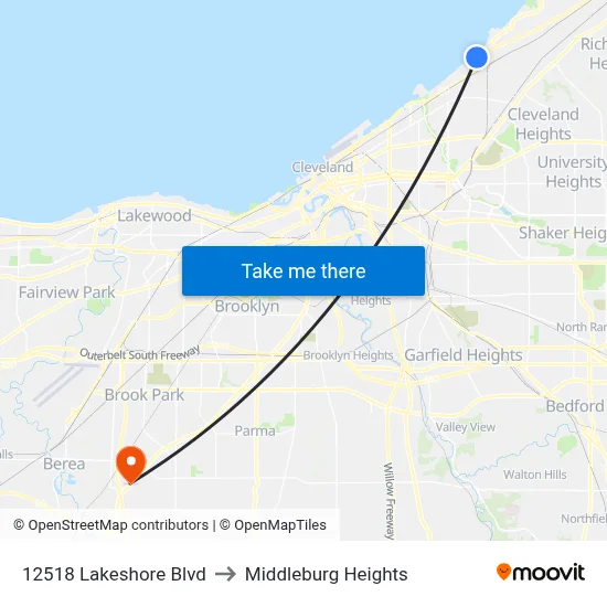 12518 Lakeshore Blvd to Middleburg Heights map