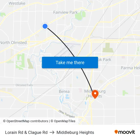Lorain Rd & Clague Rd to Middleburg Heights map