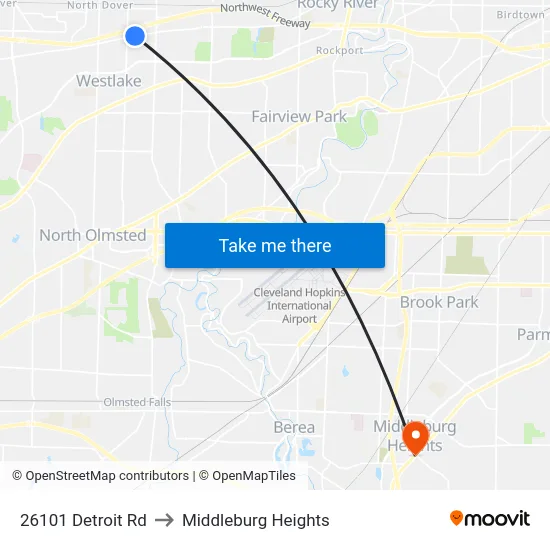 26101 Detroit Rd to Middleburg Heights map