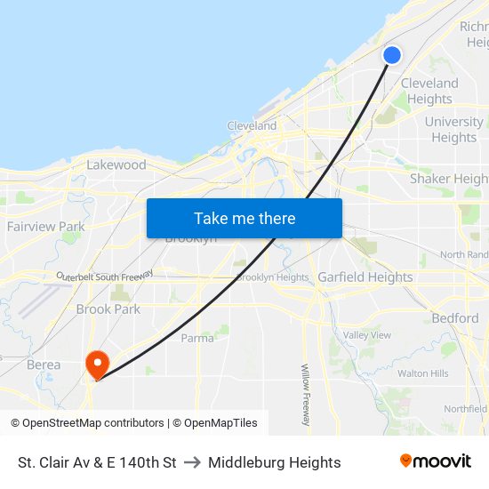 St. Clair Av & E 140th St to Middleburg Heights map