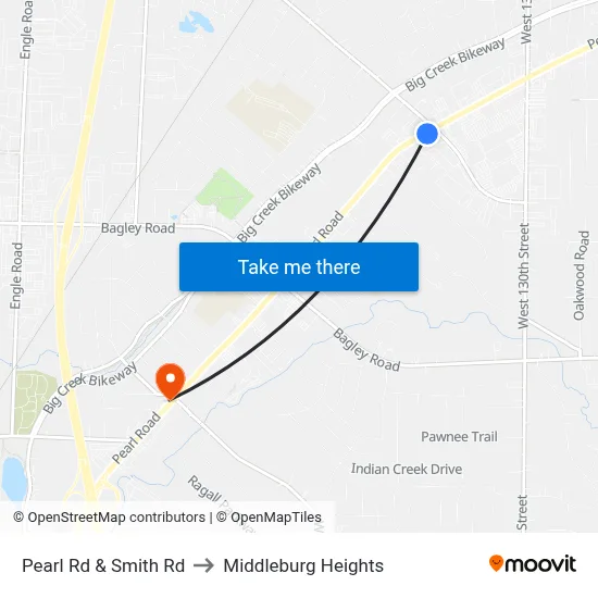 Pearl Rd & Smith Rd to Middleburg Heights map