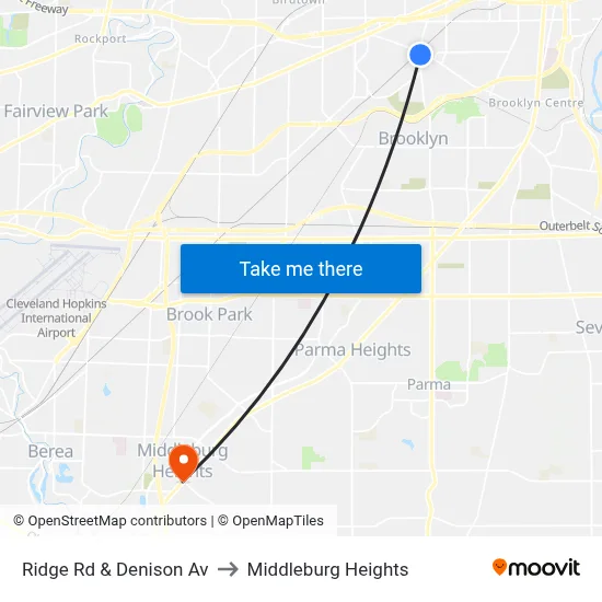 Ridge Rd & Denison Av to Middleburg Heights map