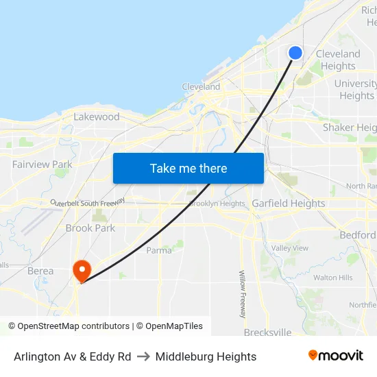 Arlington Av & Eddy Rd to Middleburg Heights map