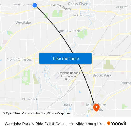 Westlake Park-N-Ride Exit & Columbia Rd to Middleburg Heights map