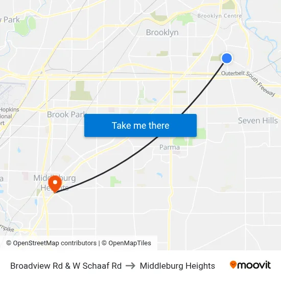 Broadview Rd & W Schaaf Rd to Middleburg Heights map