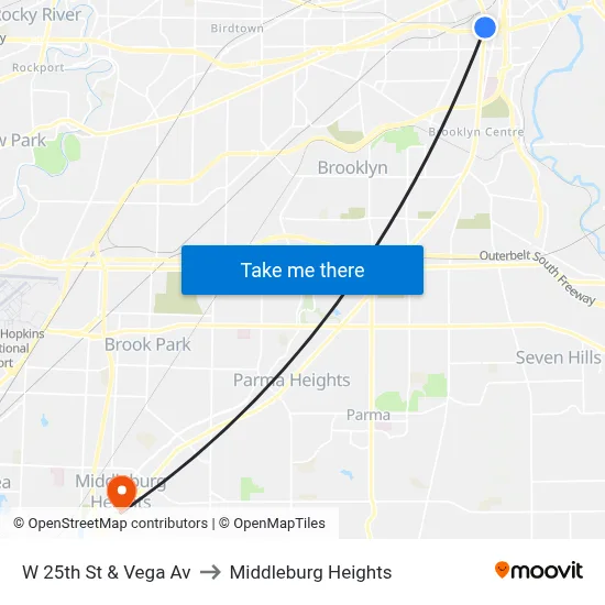 W 25th St & Vega Av to Middleburg Heights map