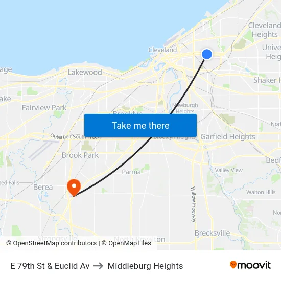 E 79th St & Euclid Av to Middleburg Heights map