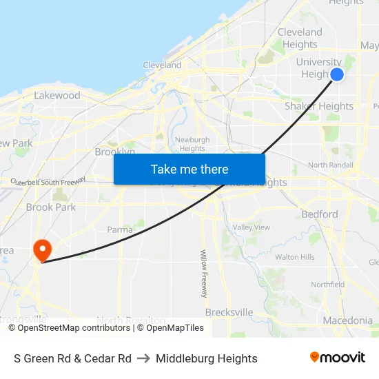 S Green Rd & Cedar Rd to Middleburg Heights map