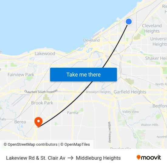 Lakeview Rd & St. Clair Av to Middleburg Heights map