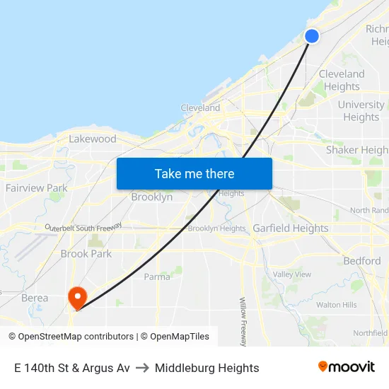 E 140th St & Argus Av to Middleburg Heights map