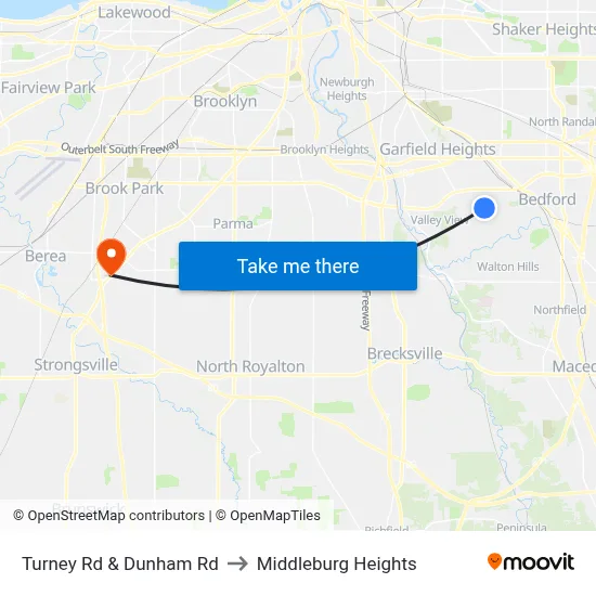 Turney Rd & Dunham Rd to Middleburg Heights map