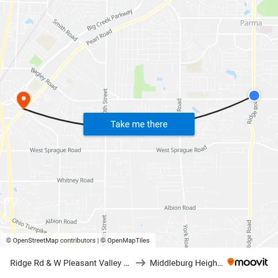 Ridge Rd & W Pleasant Valley Rd to Middleburg Heights map