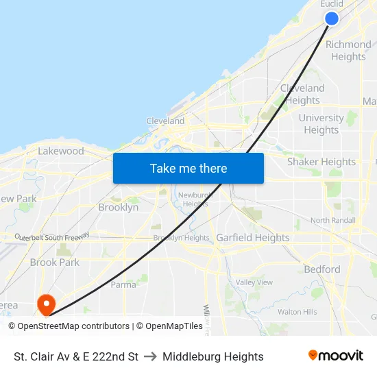 St. Clair Av & E 222nd St to Middleburg Heights map