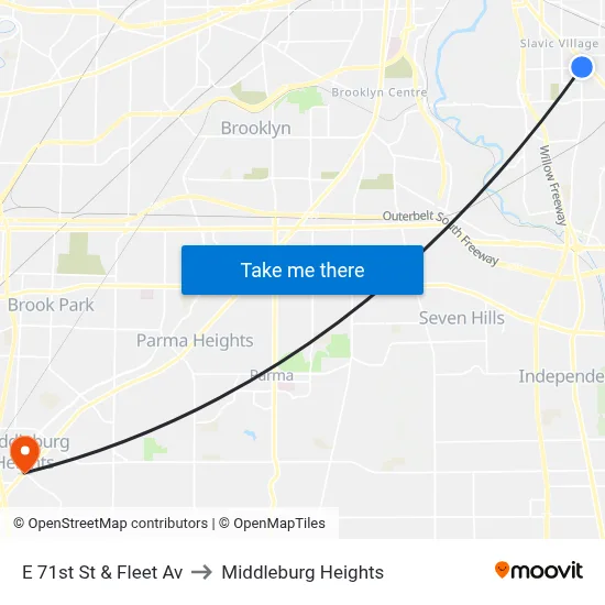 E 71st St & Fleet Av to Middleburg Heights map