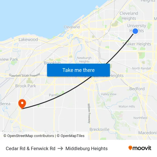Cedar Rd & Fenwick Rd to Middleburg Heights map
