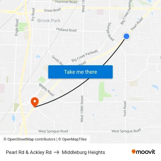 Pearl Rd & Ackley Rd to Middleburg Heights map