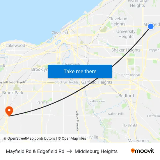 Mayfield Rd & Edgefield Rd to Middleburg Heights map