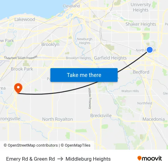 Emery Rd & Green Rd to Middleburg Heights map