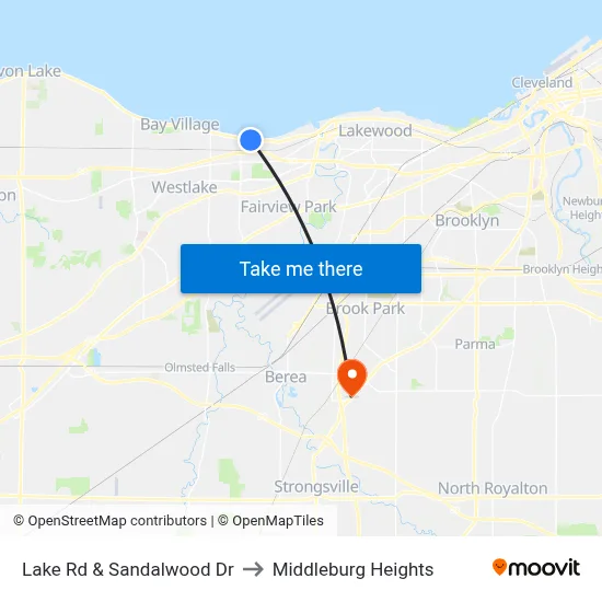 Lake Rd & Sandalwood Dr to Middleburg Heights map