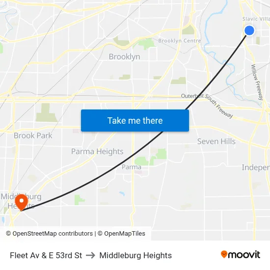 Fleet Av & E 53rd St to Middleburg Heights map