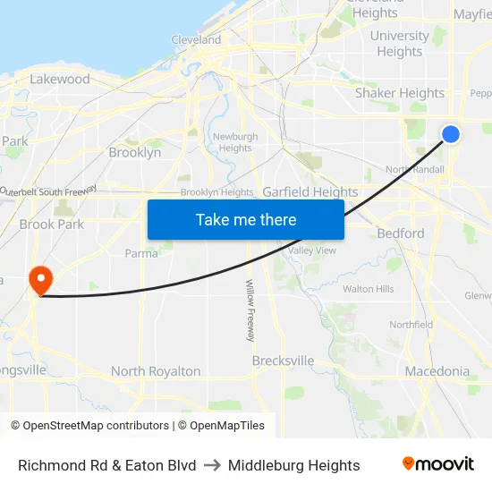 Richmond Rd & Eaton Blvd to Middleburg Heights map