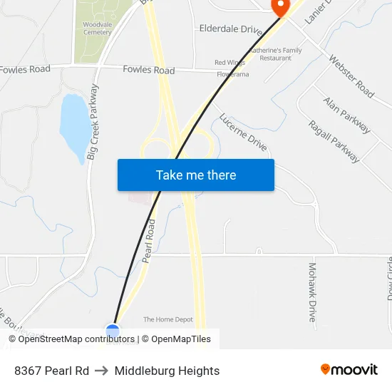 8367 Pearl Rd to Middleburg Heights map