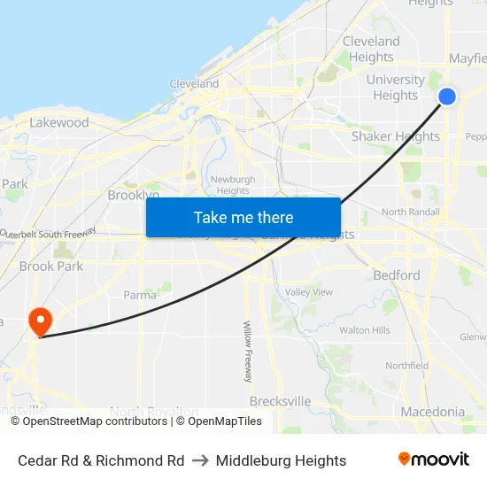 Cedar Rd & Richmond Rd to Middleburg Heights map