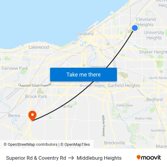 Superior Rd & Coventry Rd to Middleburg Heights map