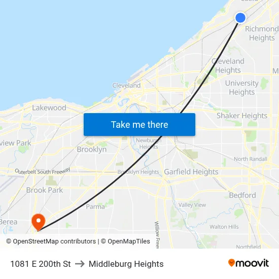 1081 E 200th St to Middleburg Heights map