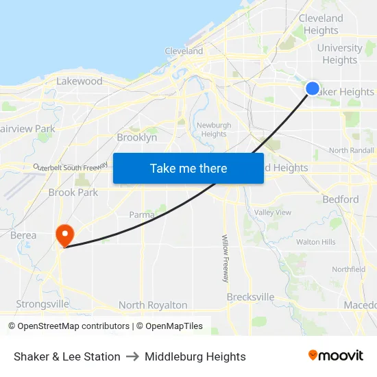 Shaker & Lee Station to Middleburg Heights map