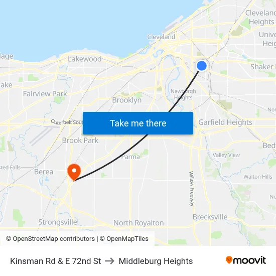Kinsman Rd & E 72nd St to Middleburg Heights map