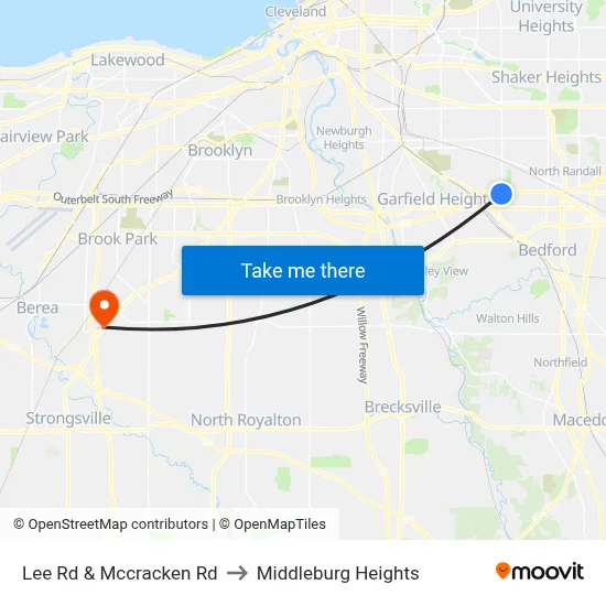 Lee Rd & Mccracken Rd to Middleburg Heights map