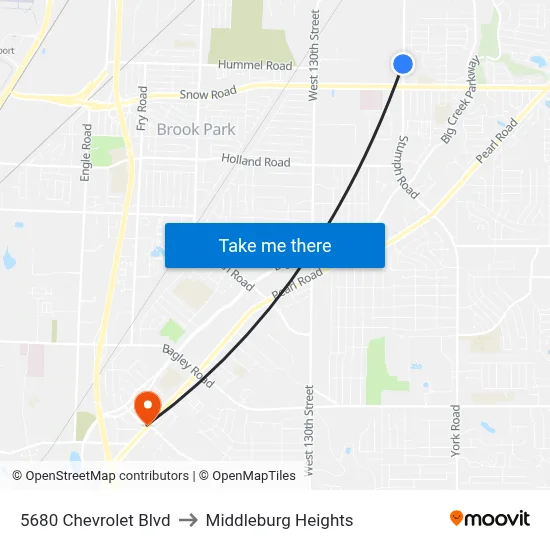 5680 Chevrolet Blvd to Middleburg Heights map