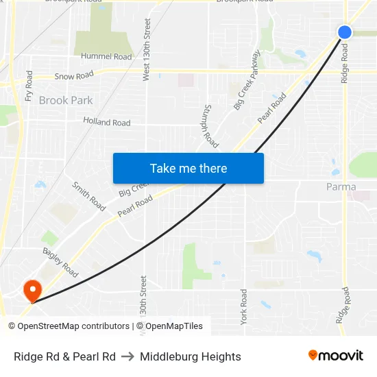 Ridge Rd & Pearl Rd to Middleburg Heights map
