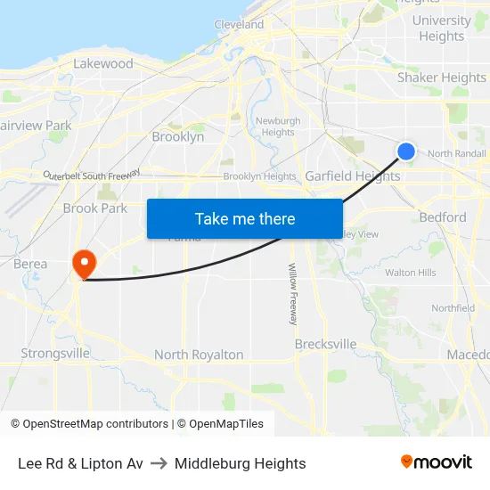 Lee Rd & Lipton Av to Middleburg Heights map