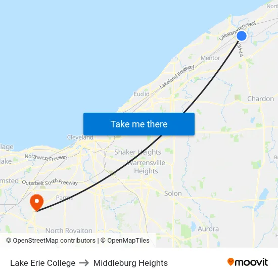 Lake Erie College to Middleburg Heights map