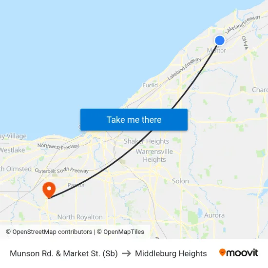 Munson Rd. & Market St. (Sb) to Middleburg Heights map