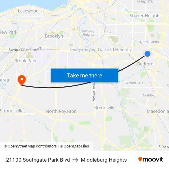 21100 Southgate Park Blvd to Middleburg Heights map